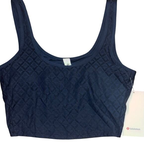 NWT Lululemon Large Textured Mesh Tank Club Blue Tennis Top Medium Support Bra - Picture 2 of 14